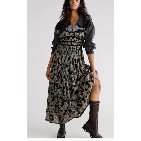 Free People Black and Cream Maxi Dress - Picture 2 of 6